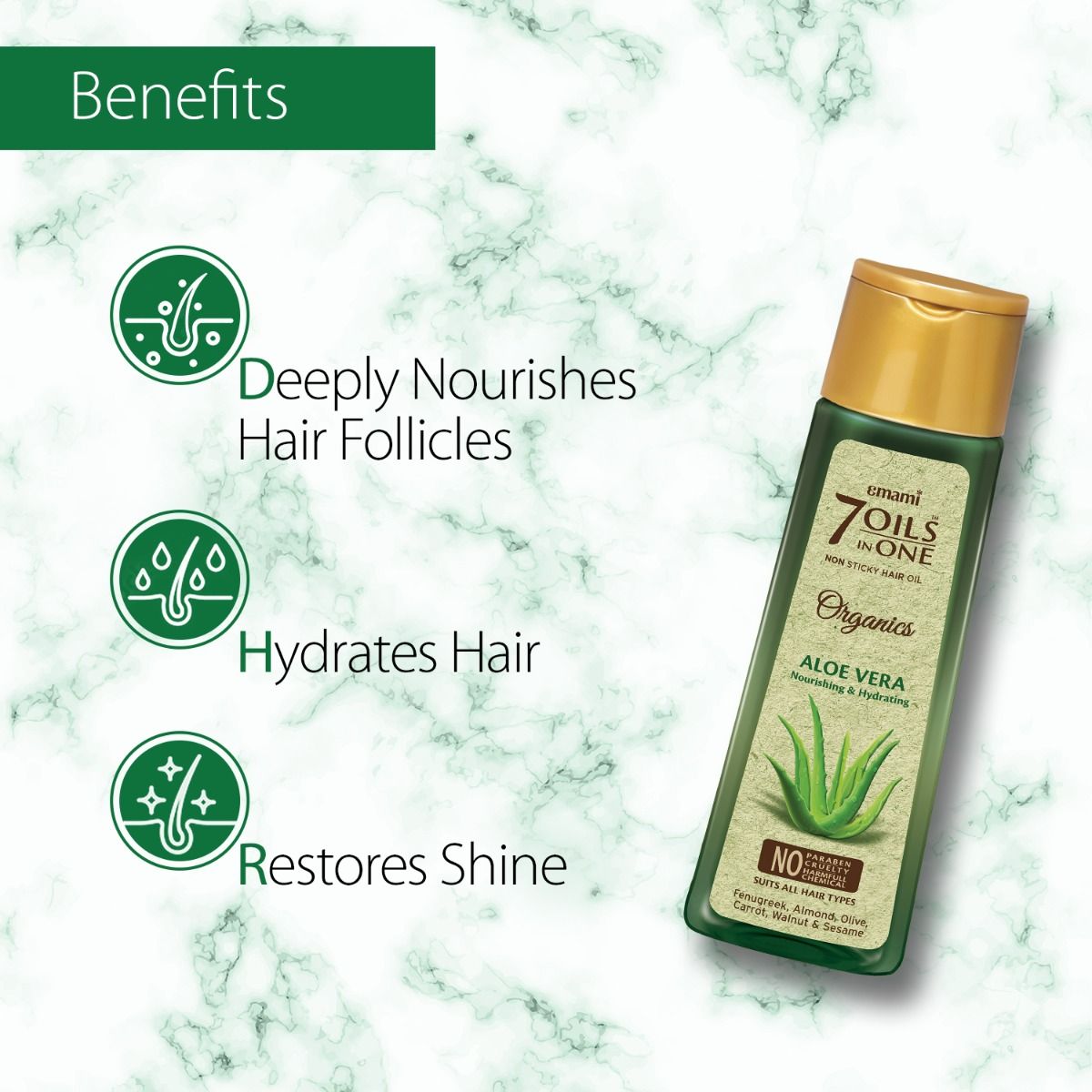 Emami Oils In One Organics Aloe Vera Hair Oil For Hair Nourishing