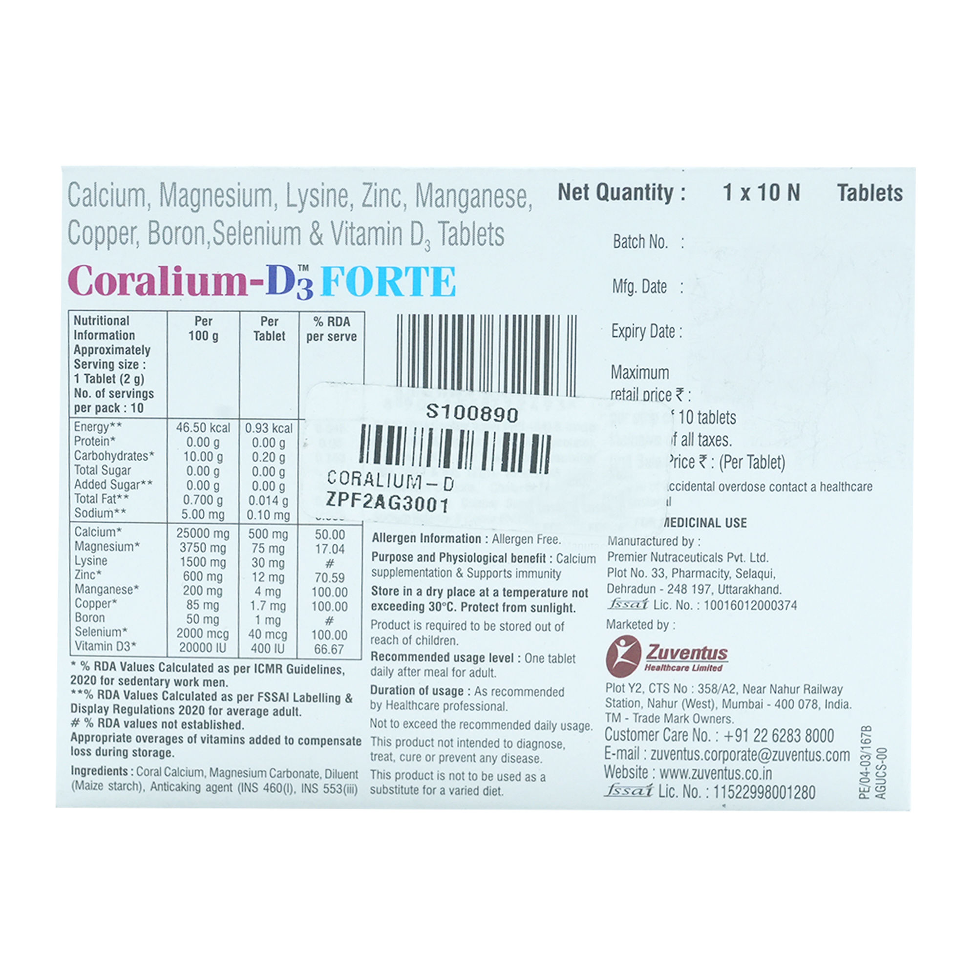 Coralium D3 Forte Tablet 10 S Price Uses Side Effects Composition