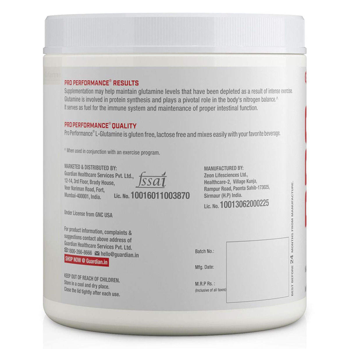 Gnc Pro Performance L Glutamine Mg Unflavored Powder Gm Price