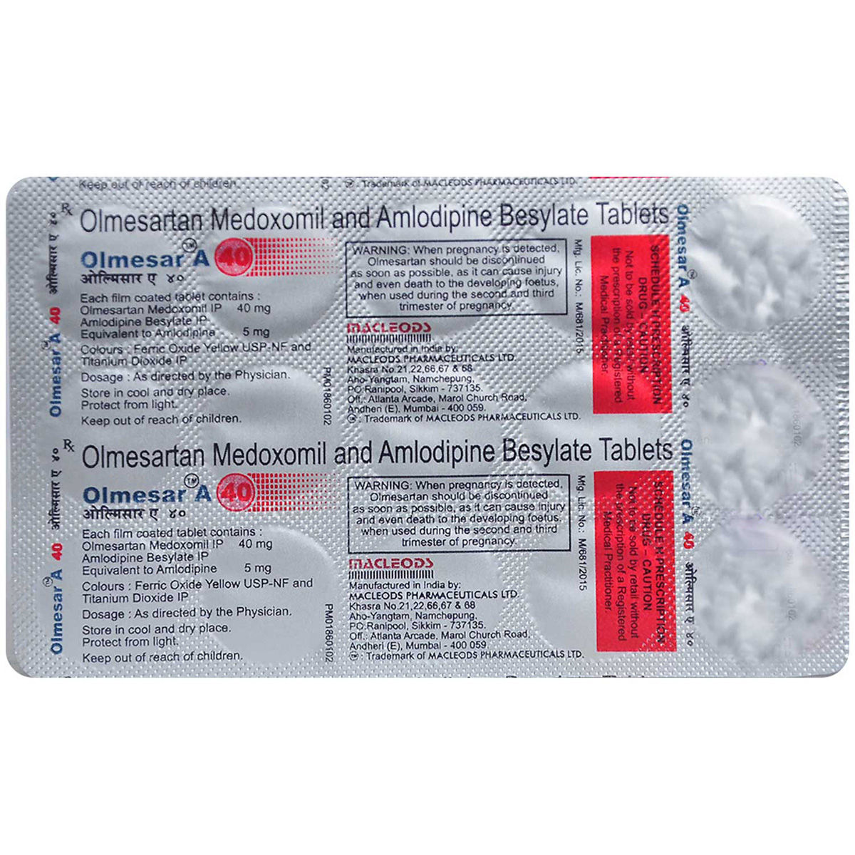 Olmesar A 40 Tablet 15 S Price Uses Side Effects Composition