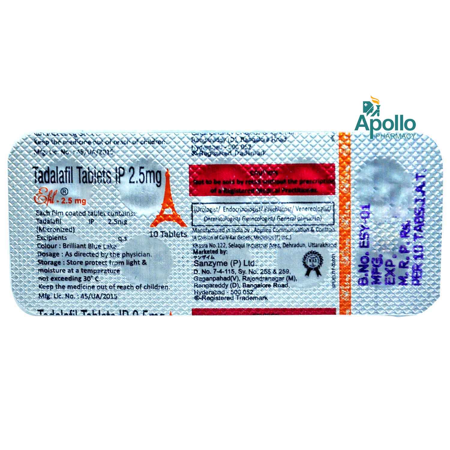 Efil 2 5 Mg Tablet 10 S Price Uses Side Effects Composition Apollo