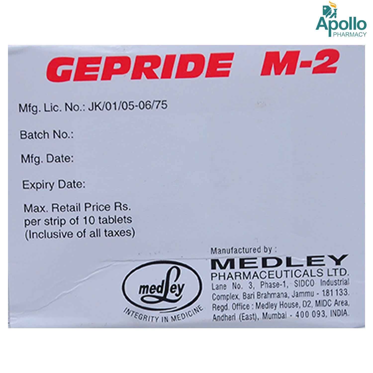 Gepride M Tablet S Price Uses Side Effects Composition Apollo