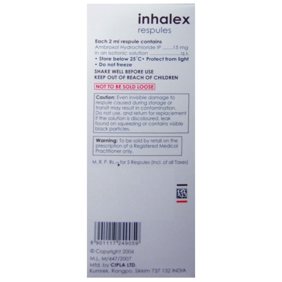 Inhalex Respules X Ml Price Uses Side Effects Composition Apollo