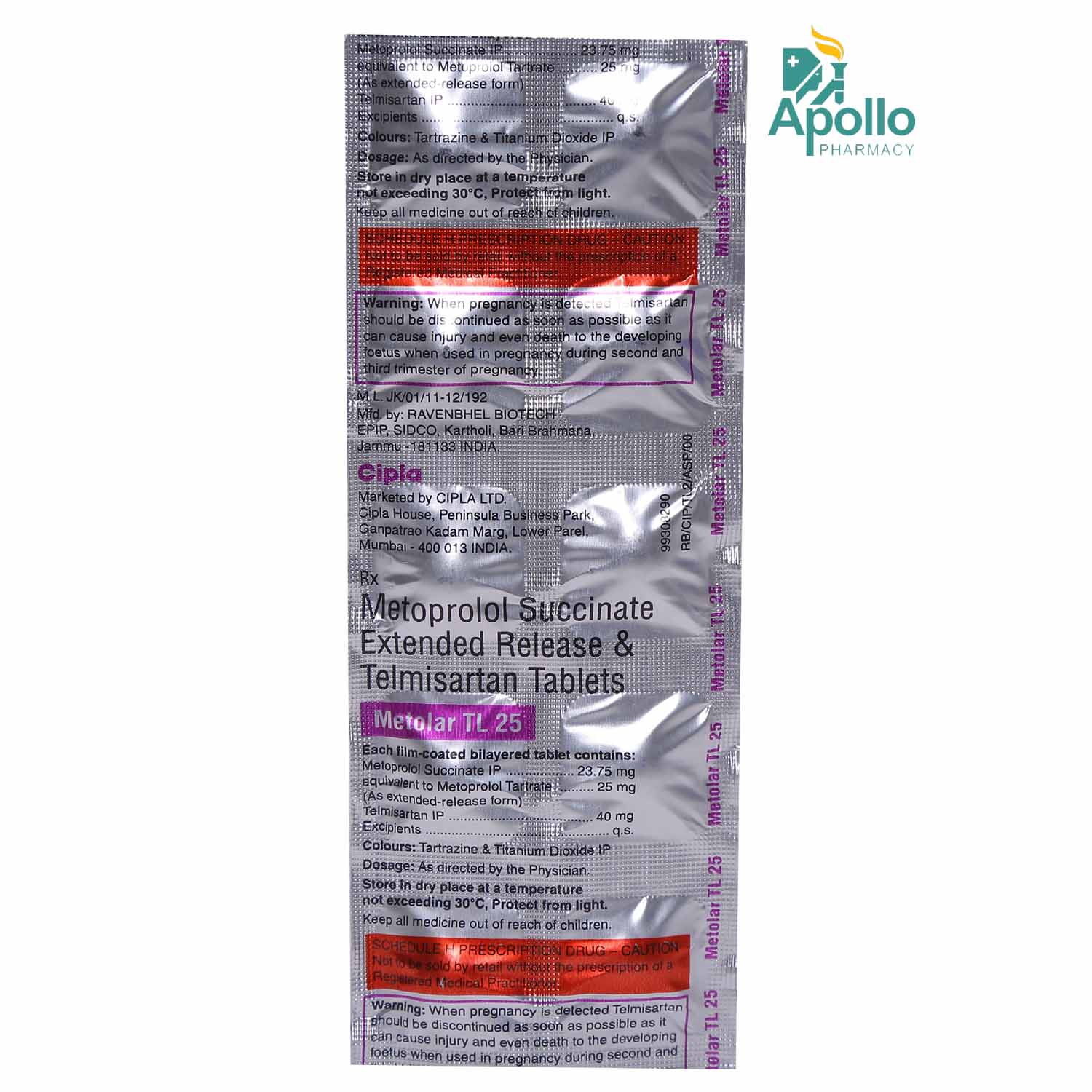 Metolar TL 25 Tablet 10 S Price Uses Side Effects Composition