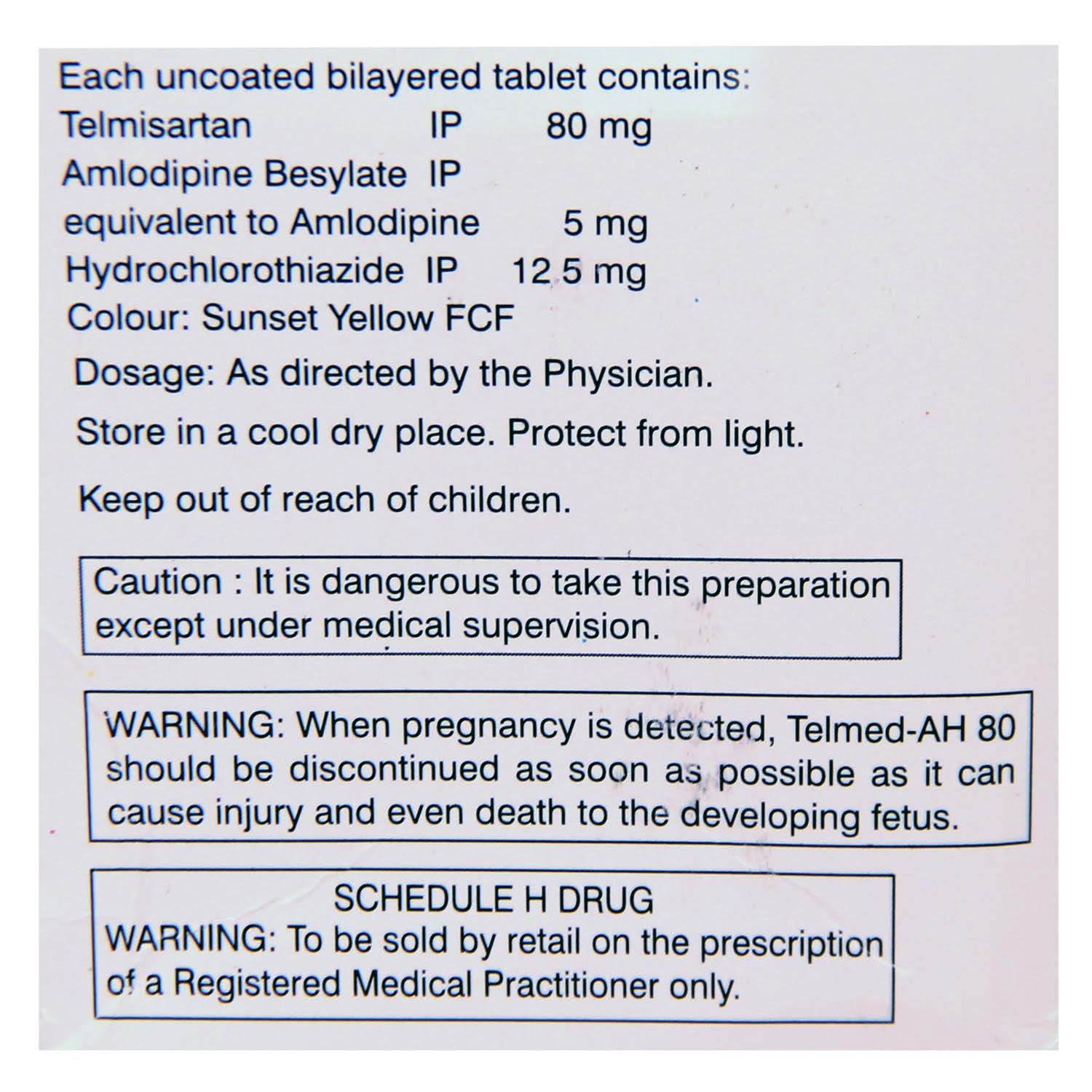 Telmed AH 80 Tablet 10 S Price Uses Side Effects Composition