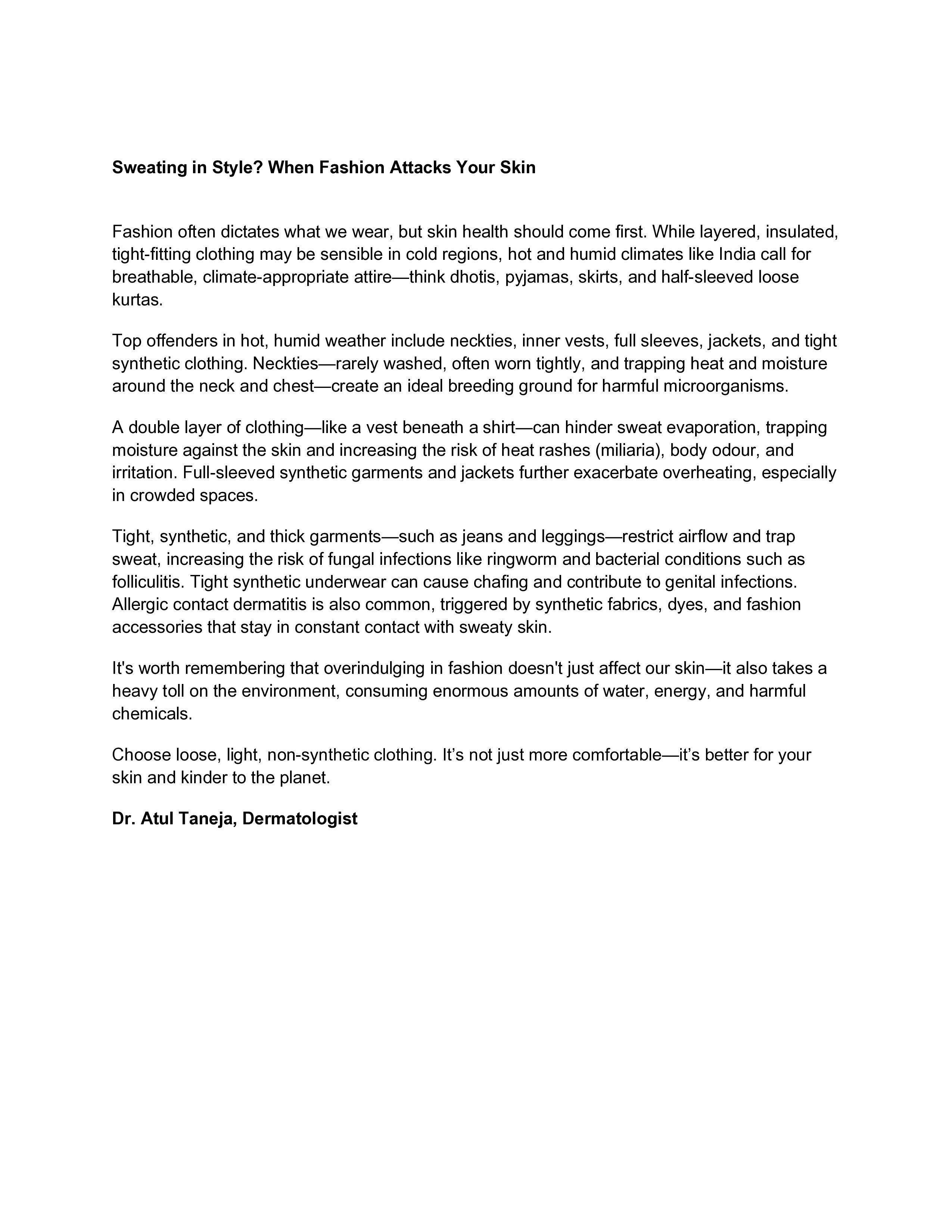 Sweating in Style? When Fashion Attacks Your Skin