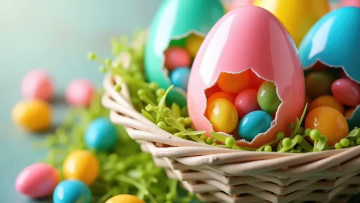 Easter baskets filled with candy