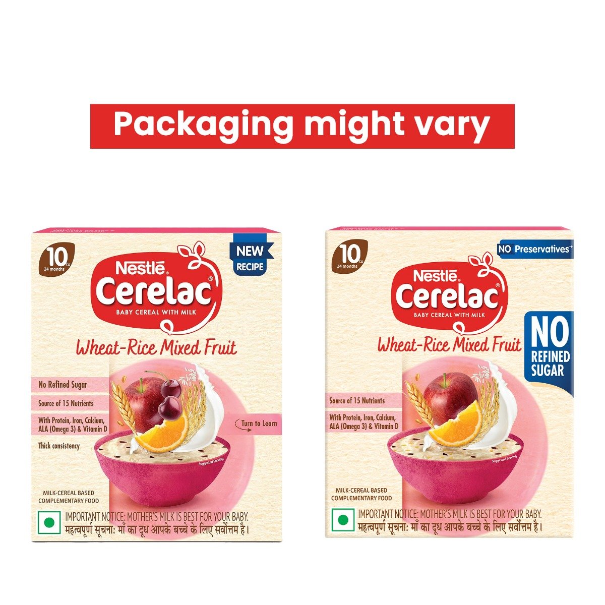 CERELAC Baby Food Cereal | No Refined Sugar | No Preservatives | Wheat Rice Mixed Fruit for 10 to 24 Months Baby | Omega 3 Iron Protein Calcium Vitamin D for Babies | Instant Baby Food Cereal | 300 gm, Pack of 1 CERELAC Baby Food Cereal | No Refined Sugar | No Preservatives | Wheat Rice Mixed Fruit for 10 to 24 Months Baby | Omega 3 Iron Protein Calcium Vitamin D for Babies | Instant Baby Food Cereal | 300 gm, Pack of 1