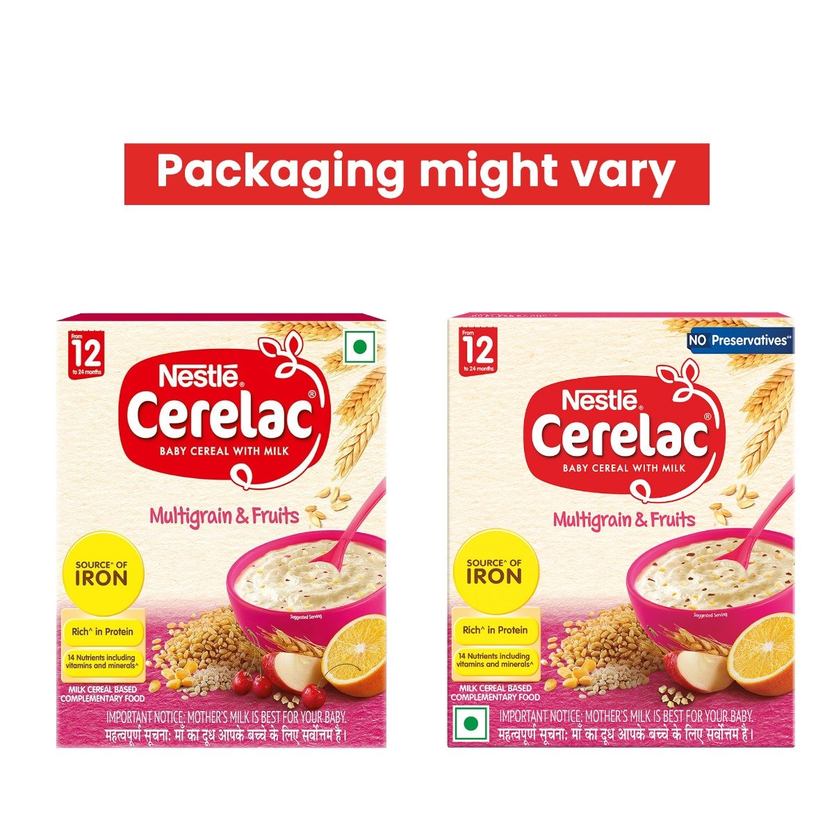 CERELAC Baby Food Cereal | No Preservatives | Multigrain & Fruits for 12 to 24 Months Baby | Source of Iron & Protein | Instant Baby Food Cereal | 300 gm, Pack of 1 CERELAC Baby Food Cereal | No Preservatives | Multigrain & Fruits for 12 to 24 Months Baby | Source of Iron & Protein | Instant Baby Food Cereal | 300 gm, Pack of 1