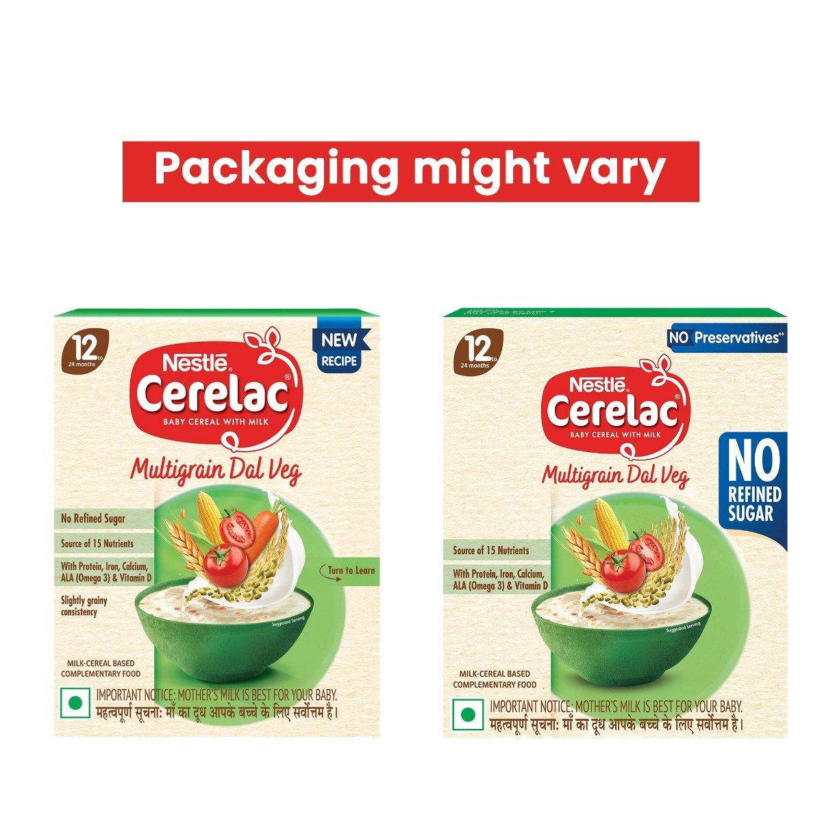CERELAC Baby Food Cereal | No Refined Sugar | No Preservatives | Multigrain Dal Veg for 12 to 24 Months Baby | Omega 3 Iron Protein Calcium Vitamin D for Babies | Instant Baby Food Cereal | 300 gm, Pack of 1 CERELAC Baby Food Cereal | No Refined Sugar | No Preservatives | Multigrain Dal Veg for 12 to 24 Months Baby | Omega 3 Iron Protein Calcium Vitamin D for Babies | Instant Baby Food Cereal | 300 gm, Pack of 1