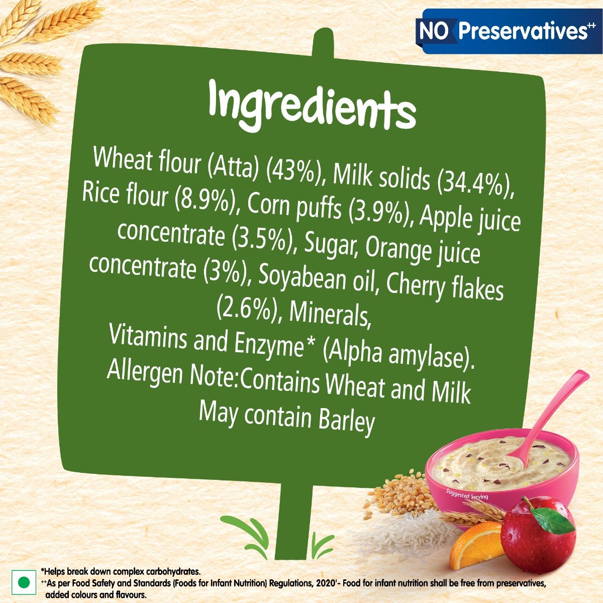 CERELAC Baby Food Cereal | No Preservatives | Wheat Rice Mixed Fruit for 10 to 24 Months Baby | Source of Iron & Protein | Instant Baby Food Cereal | 300 gm, Pack of 1 CERELAC Baby Food Cereal | No Preservatives | Wheat Rice Mixed Fruit for 10 to 24 Months Baby | Source of Iron & Protein | Instant Baby Food Cereal | 300 gm, Pack of 1
