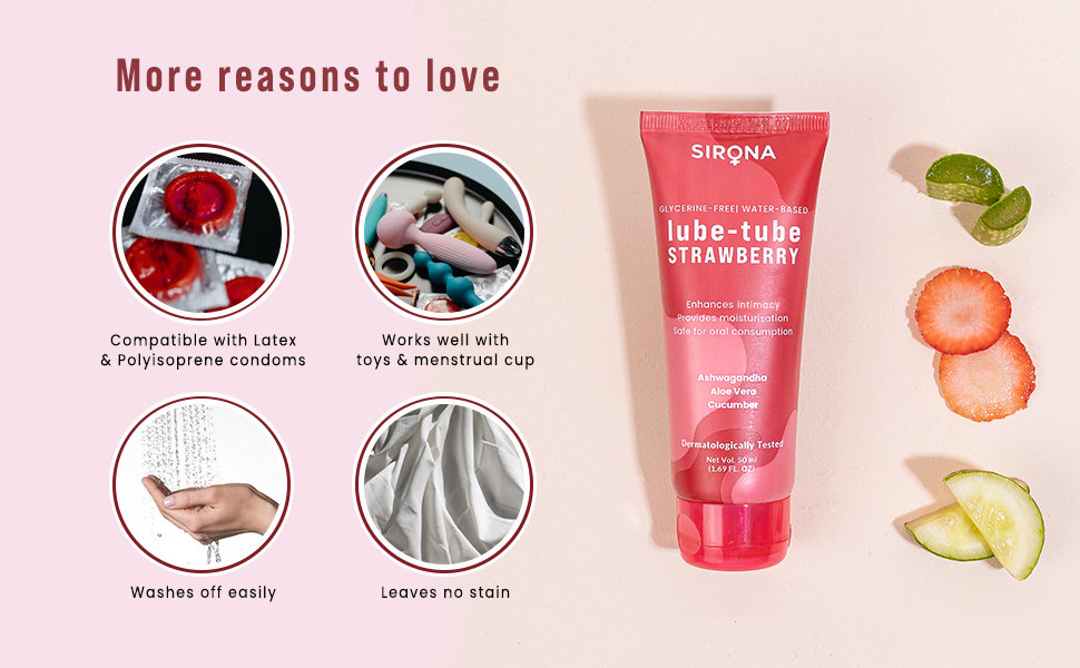 Sirona Lube-tube Strawberry Flavour Lubricant Gel, 50 ml, Pack of 1 Sirona Lube-tube Strawberry Flavour Lubricant Gel, 50 ml, Pack of 1