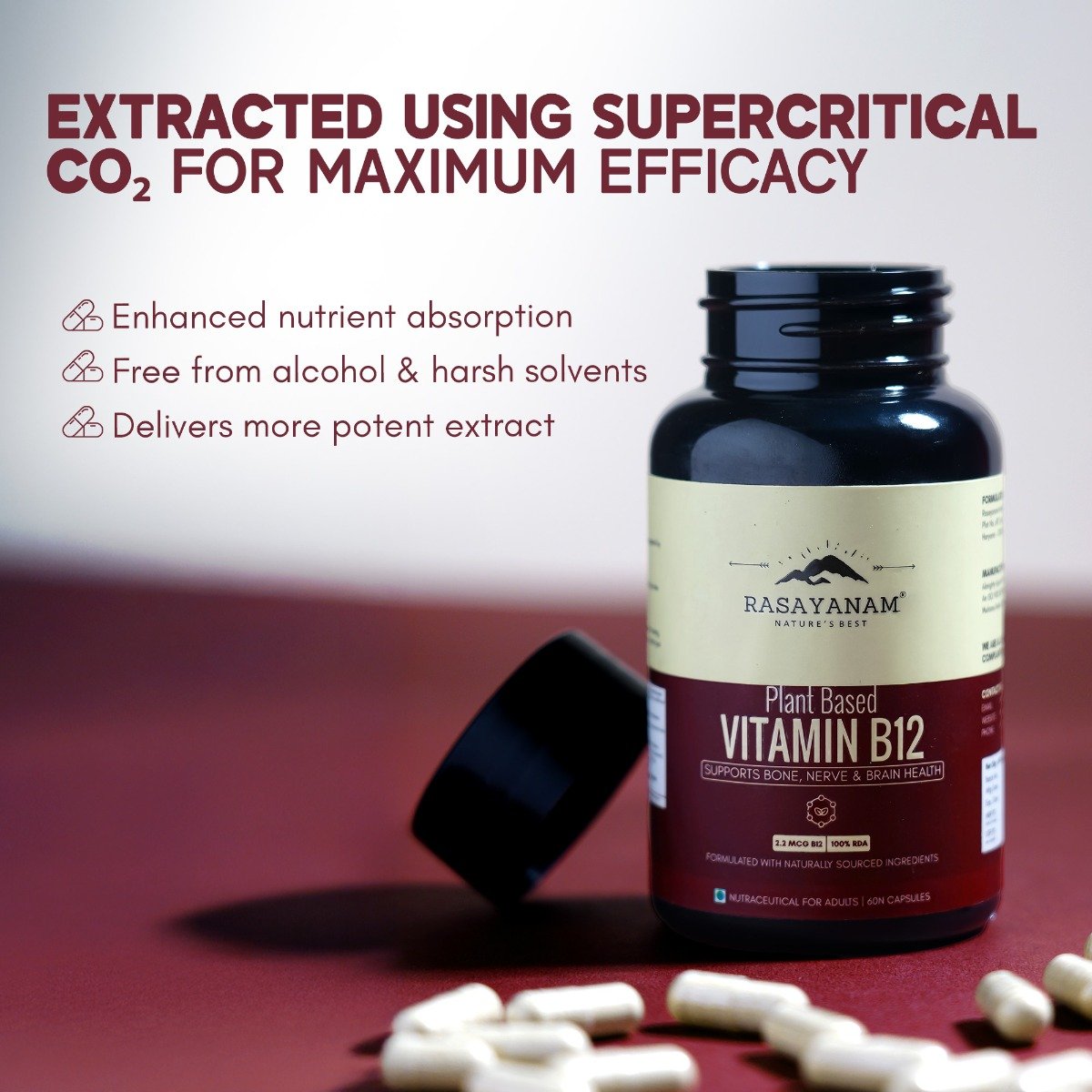 Rasayanam Plant Based Vitamin B12, 60 Capsules, Pack of 1 Rasayanam Plant Based Vitamin B12, 60 Capsules, Pack of 1