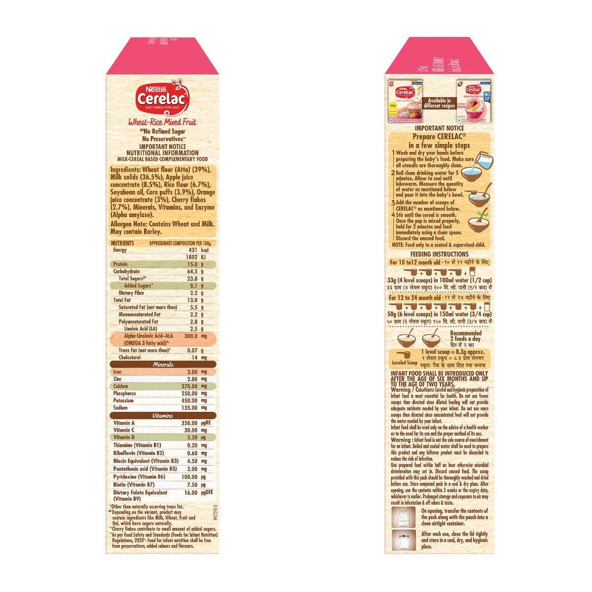 CERELAC Baby Food Cereal | No Refined Sugar | No Preservatives | Wheat Rice Mixed Fruit for 10 to 24 Months Baby | Omega 3 Iron Protein Calcium Vitamin D for Babies | Instant Baby Food Cereal | 300 gm, Pack of 1 CERELAC Baby Food Cereal | No Refined Sugar | No Preservatives | Wheat Rice Mixed Fruit for 10 to 24 Months Baby | Omega 3 Iron Protein Calcium Vitamin D for Babies | Instant Baby Food Cereal | 300 gm, Pack of 1