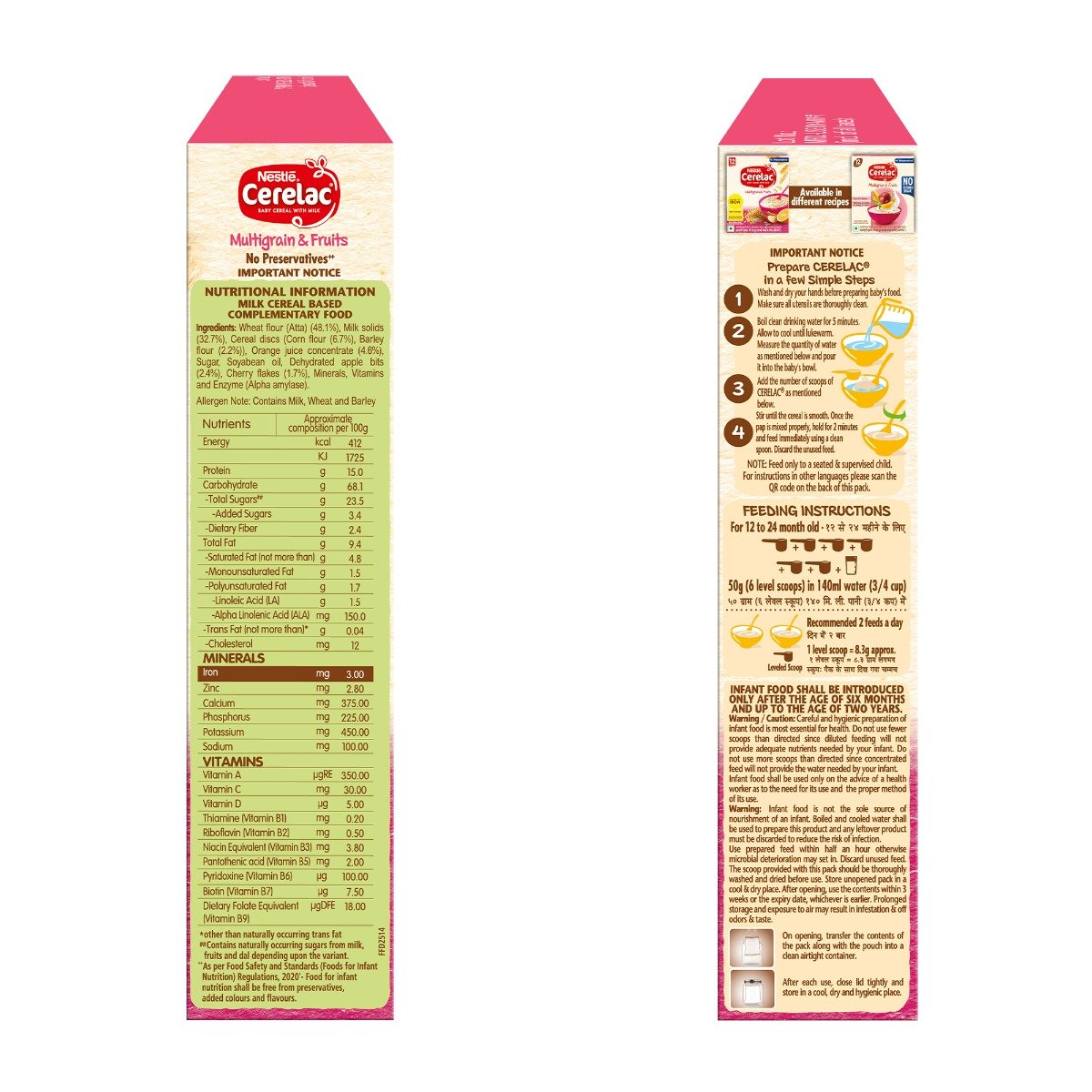 CERELAC Baby Food Cereal | No Preservatives | Multigrain & Fruits for 12 to 24 Months Baby | Source of Iron & Protein | Instant Baby Food Cereal | 300 gm, Pack of 1 CERELAC Baby Food Cereal | No Preservatives | Multigrain & Fruits for 12 to 24 Months Baby | Source of Iron & Protein | Instant Baby Food Cereal | 300 gm, Pack of 1