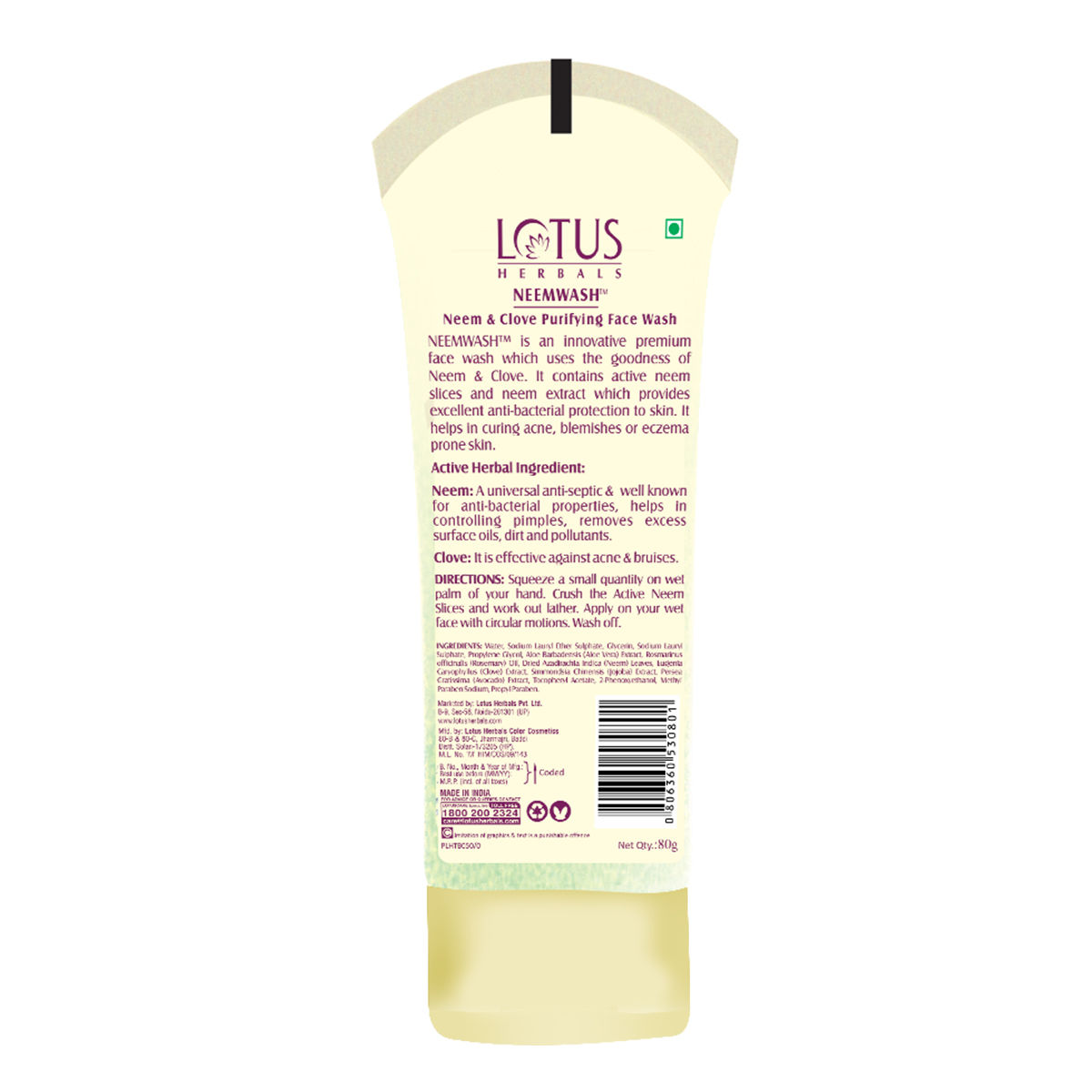 Lotus Herbals Neemwash Neem & Clove Purifying Face Wash, 80 gm Price