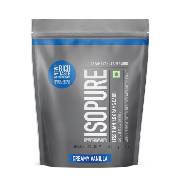 Isopure Less Than 1.5 gm Carb Creamy Vanilla Flavour Protein Powder, 500 gm, Pack of 1