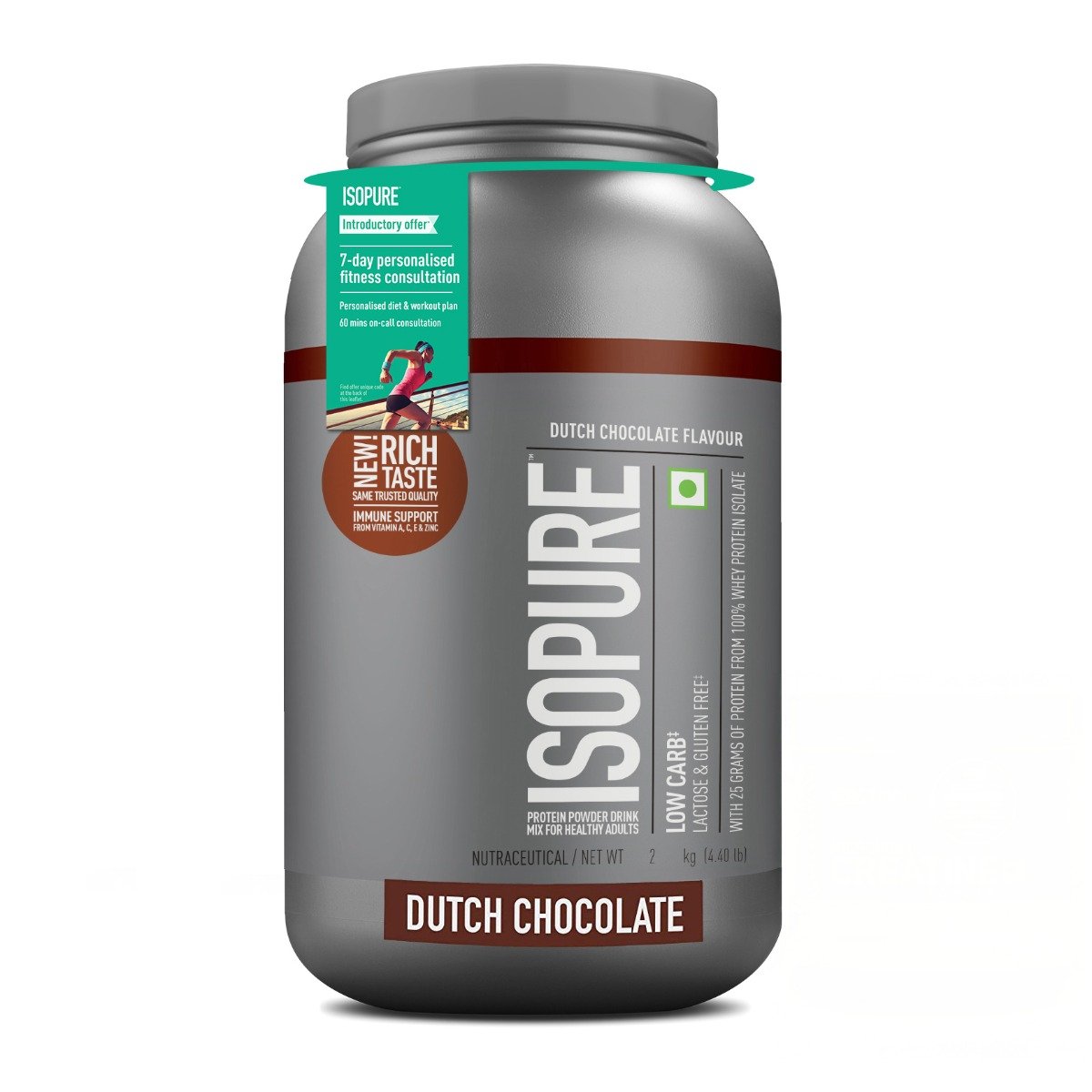 Isopure Low Carb 100% Whey Protein Isolate Dutch Chocolate Flavour Powder, 4.40 lb, Pack of 1 Isopure Low Carb 100% Whey Protein Isolate Dutch Chocolate Flavour Powder, 4.40 lb, Pack of 1