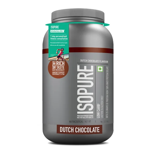 Isopure Low Carb 100% Whey Protein Isolate Dutch Chocolate Flavour Powder, 2.20 lb, Pack of 1