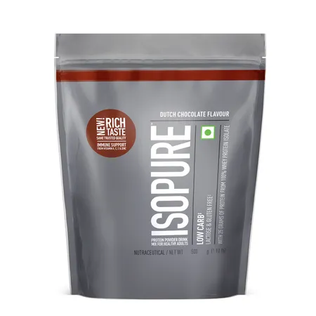 Isopure Low Carb 100% Whey Protein Isolate Dutch Chocolate Flavour Powder, 1.10 lb| With Vitamins for Immune Support & Biotine, Lactose-Free, Gluten-Free, Veg protein for Men & Women