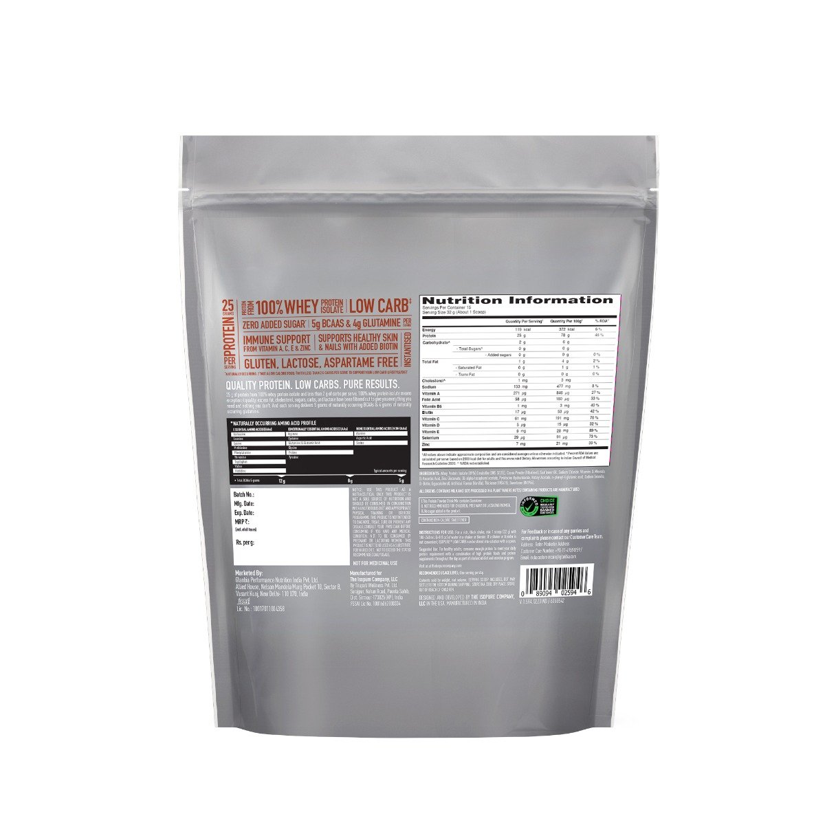 Isopure Low Carb 100% Whey Protein Isolate Dutch Chocolate Flavour Powder, 1.10 lb, Pack of 1 Isopure Low Carb 100% Whey Protein Isolate Dutch Chocolate Flavour Powder, 1.10 lb, Pack of 1