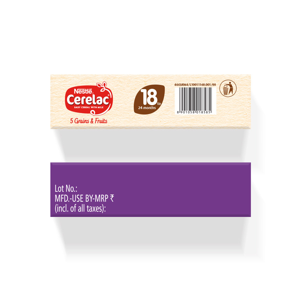 Nestle CERELAC 5 Grains & Fruits Baby Food Cereal, No Refined Sugar & No Preservatives, 18 to 24 Months Baby, 300 gm, Pack of 1 Nestle CERELAC 5 Grains & Fruits Baby Food Cereal, No Refined Sugar & No Preservatives, 18 to 24 Months Baby, 300 gm, Pack of 1
