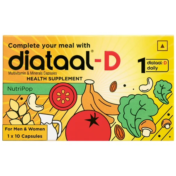Diataal-D Multivitamin For Men &amp; Women 10 Capsules | vit. D, ALA, B-complex | Sustained Energy | Heart Health | Healthy Blood Sugar Management, Pack of 10