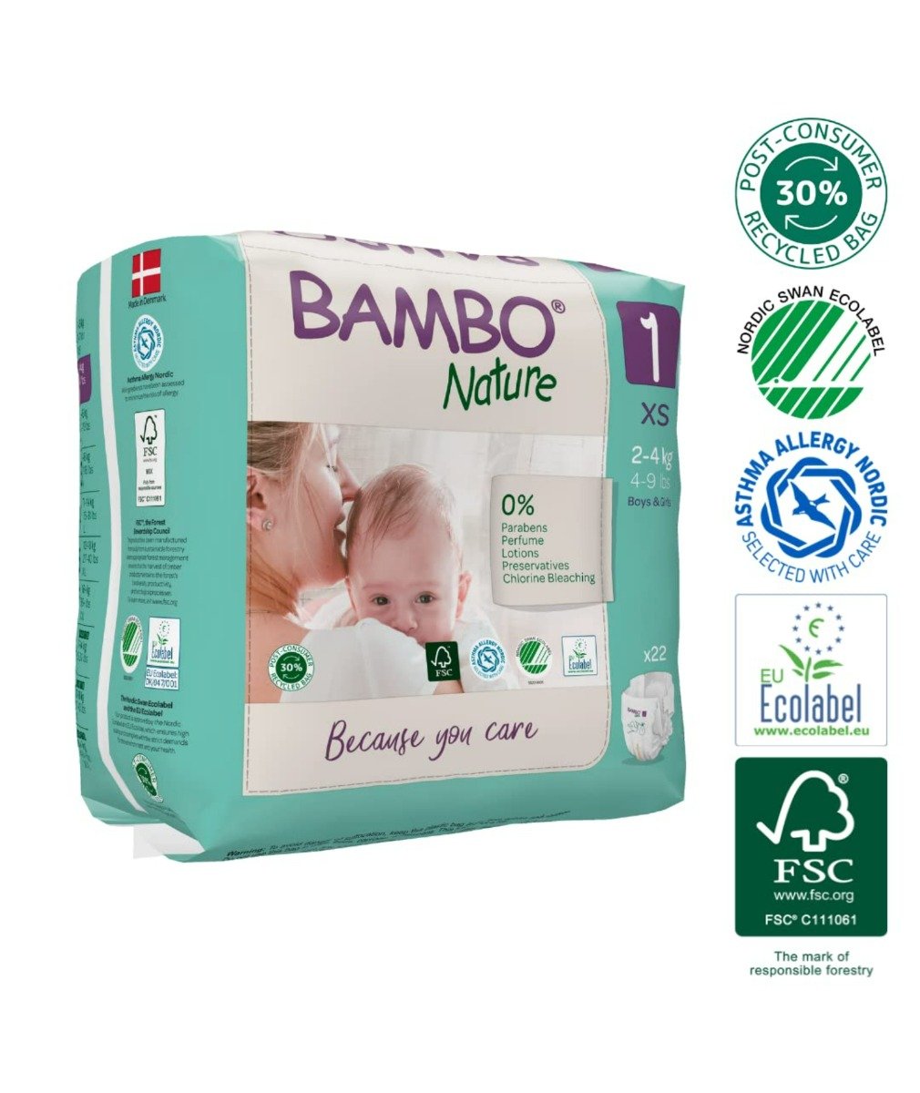 Bambo Nature Tape Diapers XS, 22 Count, Pack of 1 Bambo Nature Tape Diapers XS, 22 Count, Pack of 1