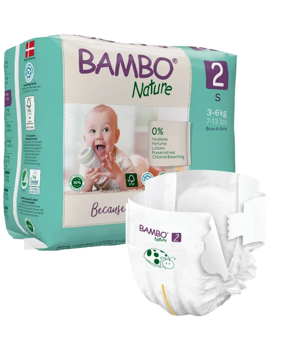 Bambo Nature Tape Diapers Small, 30 Count