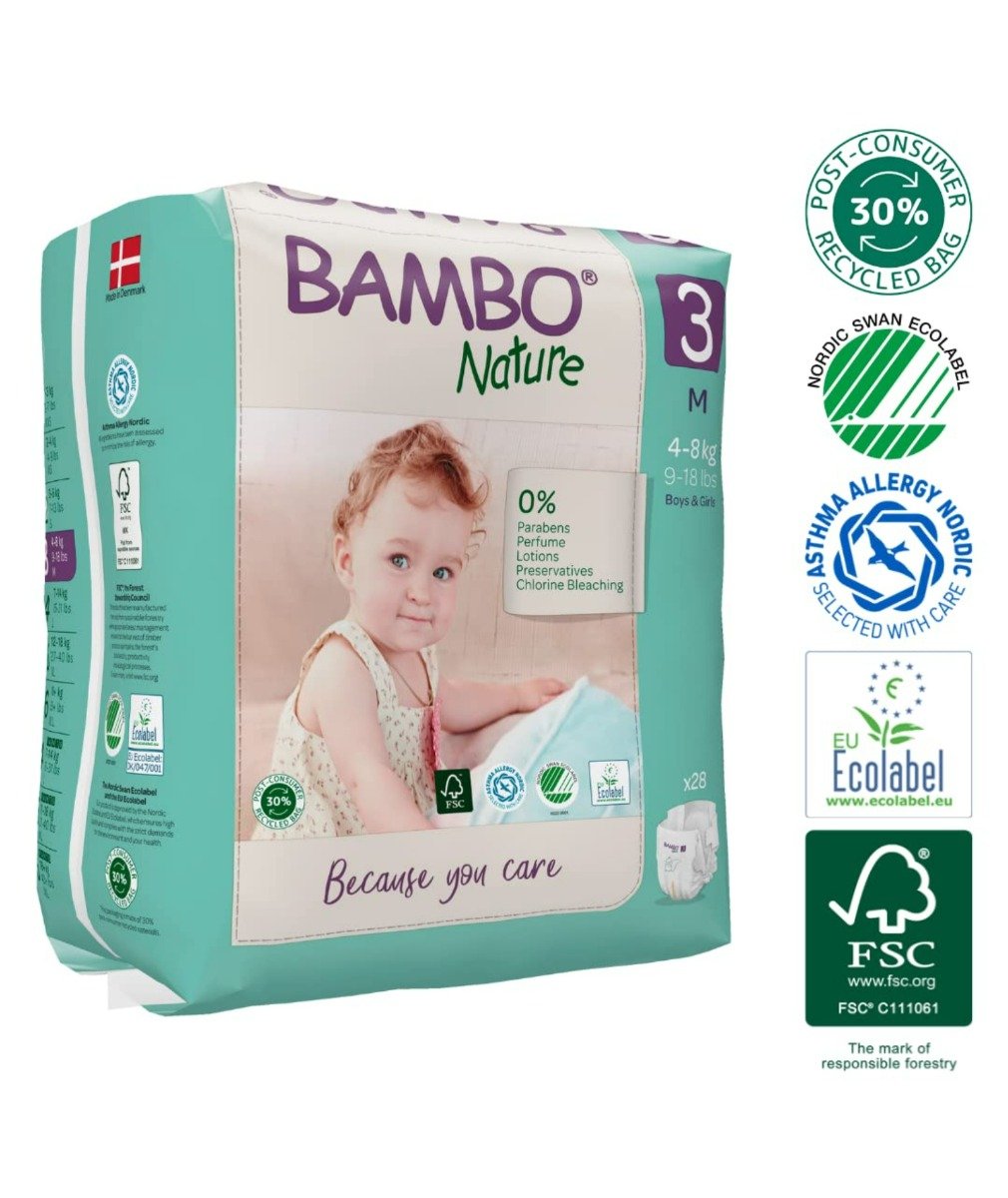 Bambo Nature Tape Diapers Medium, 28 Count, Pack of 1 Bambo Nature Tape Diapers Medium, 28 Count, Pack of 1