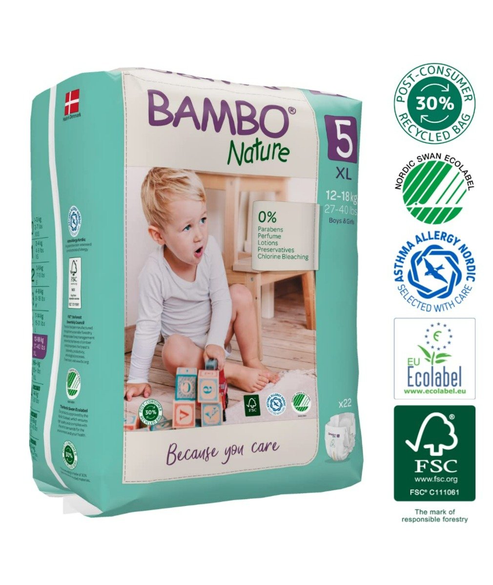 Bambo Nature Tape Diapers XL, 22 Count, Pack of 1 Bambo Nature Tape Diapers XL, 22 Count, Pack of 1