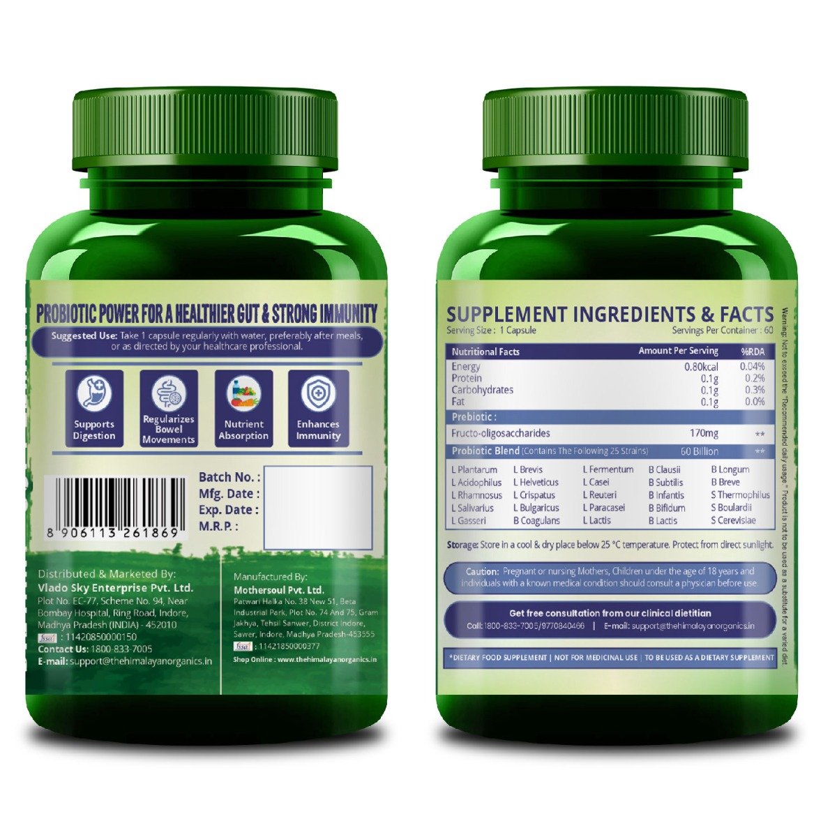 Vlado's Himalayan Organics Probiotics 35 Billion CFU with Prebiotics, 100 Capsules, Pack of 1 Vlado's Himalayan Organics Probiotics 35 Billion CFU with Prebiotics, 100 Capsules, Pack of 1