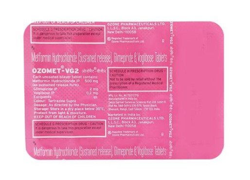 Ozomet-VG2 Tablet 10's, Pack of 10 TABLETS Ozomet-VG2 Tablet 10's, Pack of 10 TABLETS