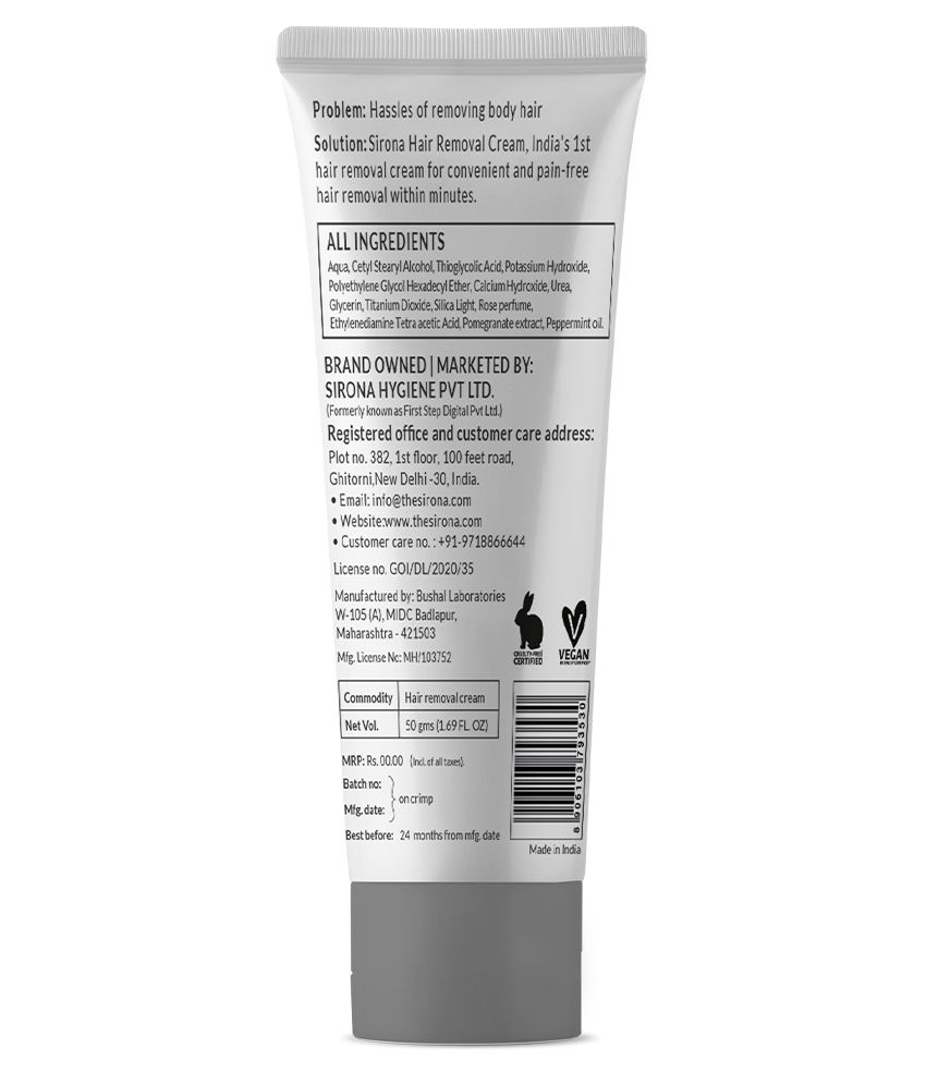 Sirona Hair Removal Cream, 50 gm Price, Uses, Side Effects, Composition
