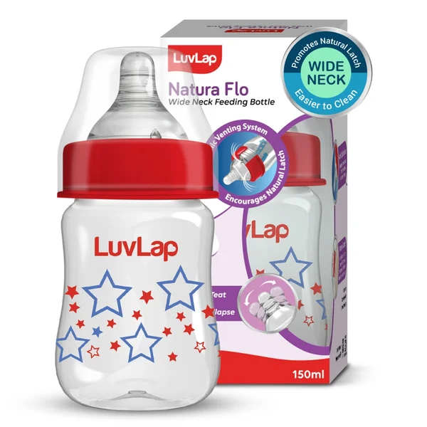 Luvlap Natura Flo Wide Neck Feeding Stars Bottle (18908), 150 ml, Pack of 1