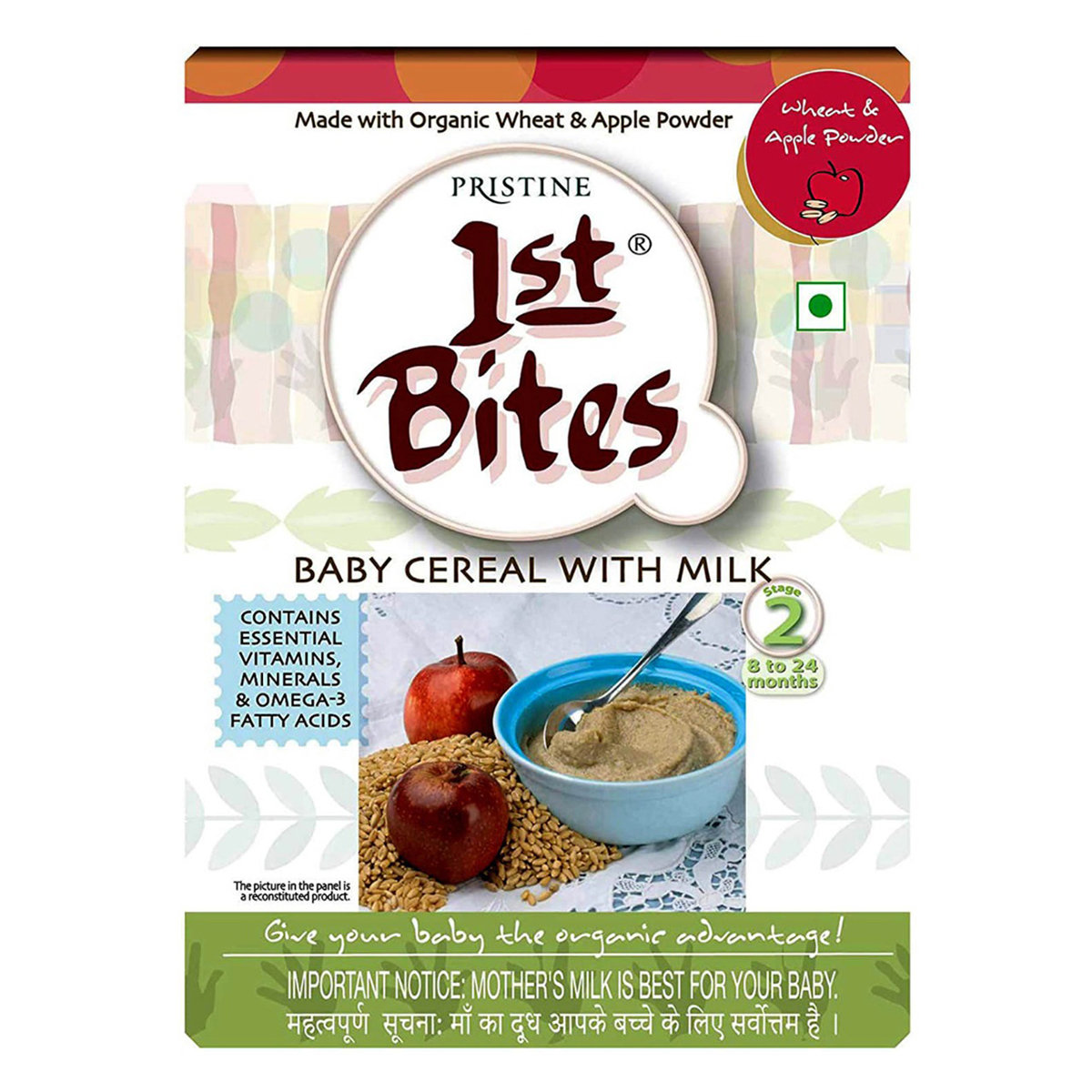Pristine 1st Bites Wheat & Apple Baby Cereal Stage 2, (8 to 24 Months), 300 gm Refill Pack, Pack of 1 Pristine 1st Bites Wheat & Apple Baby Cereal Stage 2, (8 to 24 Months), 300 gm Refill Pack, Pack of 1