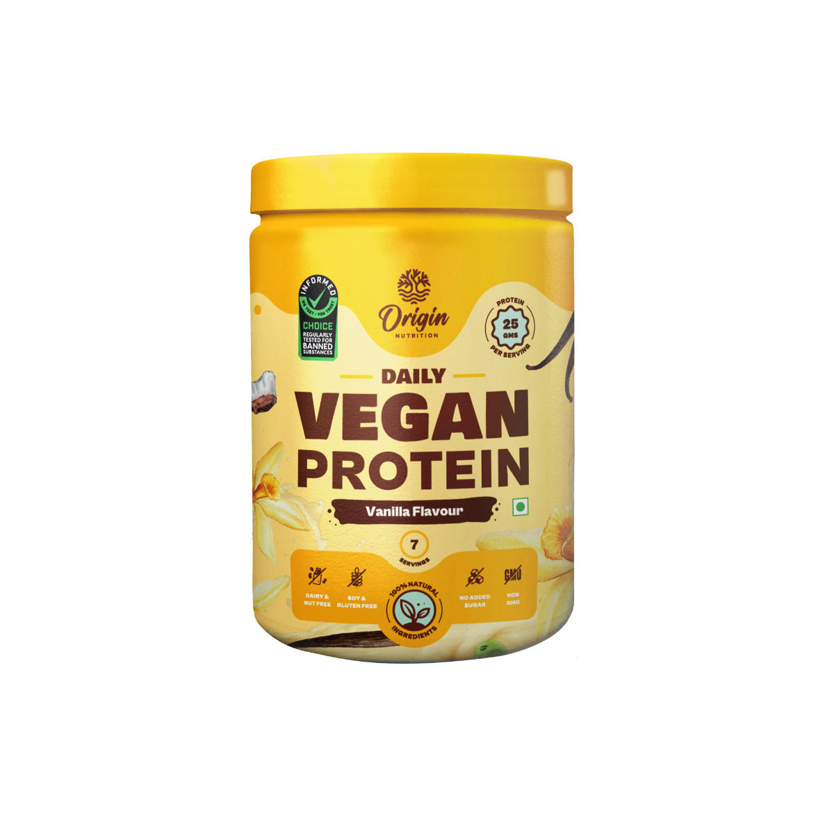 Origin Nutrition 100% Natural Vegan Protein Vanilla Flavour Powder, 274 gm, Pack of 1 