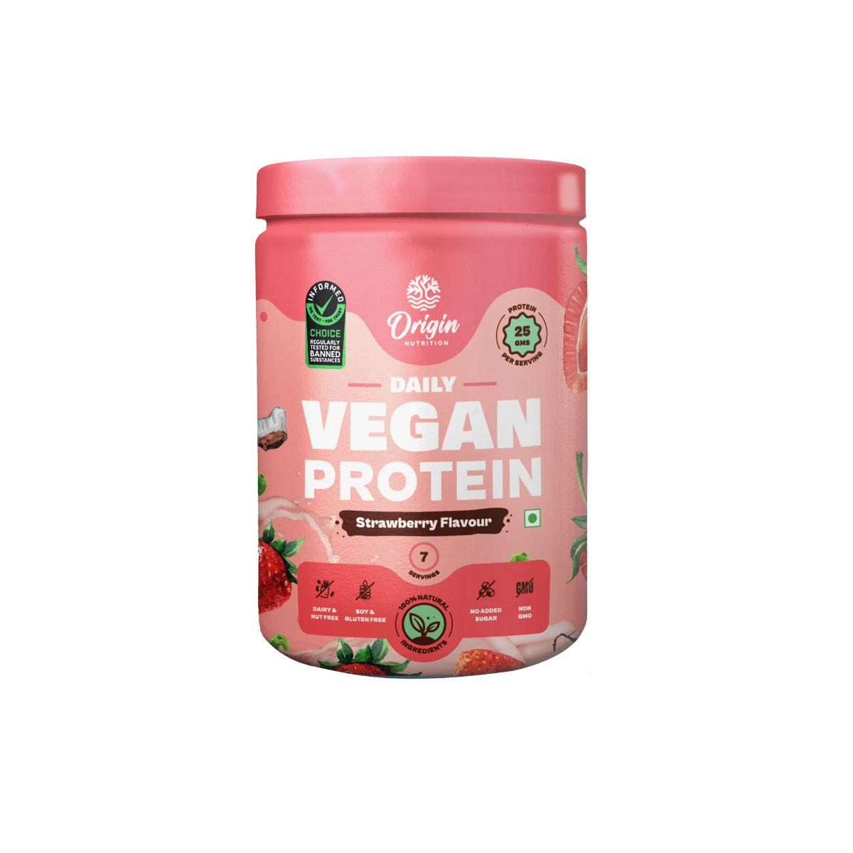 Origin Nutrition 100 Natural Vegan Protein Strawberry Flavour Powder