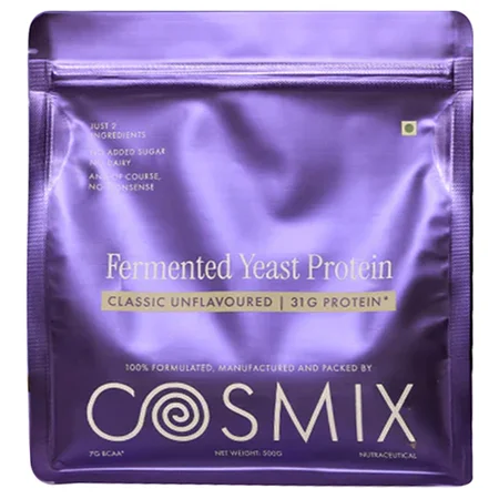 Cosmix 100% Fermented Yeast Protein Classic Unflavoured Powder, 500 gm