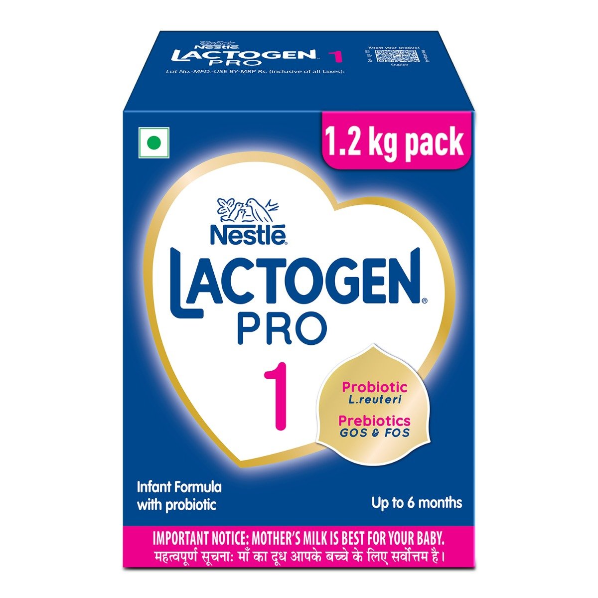 Nestle Lactogen Pro 1 Powder, 1.2kg Pack, 0-6 Months, Infant Formula With Probiotic And Prebiotics, Pack of 1 Nestle Lactogen Pro 1 Powder, 1.2kg Pack, 0-6 Months, Infant Formula With Probiotic And Prebiotics, Pack of 1