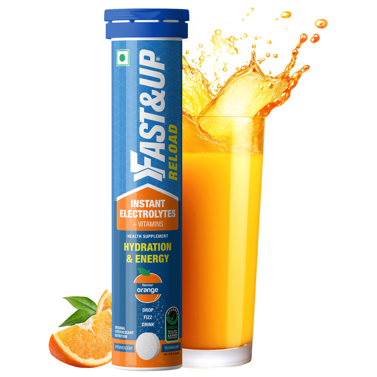 Fast&Up Reload Low Sugar Energy Drink & Instant Hydration Orange Flavour, 20 Effervescent Tablets, Pack of 1 Fast&Up Reload Low Sugar Energy Drink & Instant Hydration Orange Flavour, 20 Effervescent Tablets, Pack of 1