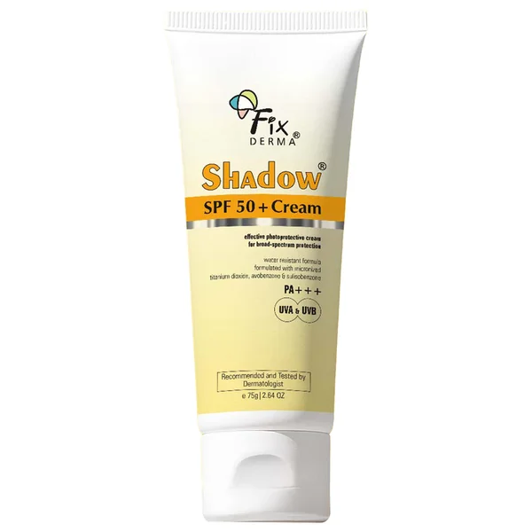 Fixderma Shadow Sunscreen SPF 50+ PA+++ Cream, 75g - Sunscreen for Dry Skin, UVA/UVB Protection