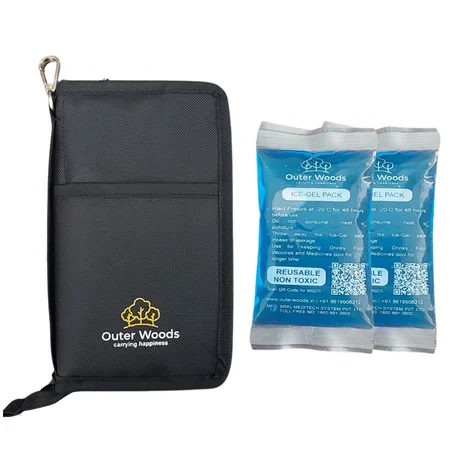 Outer Woods Insulin Cooler Wallet Black 2 Ice Gel Packs, 1 Count