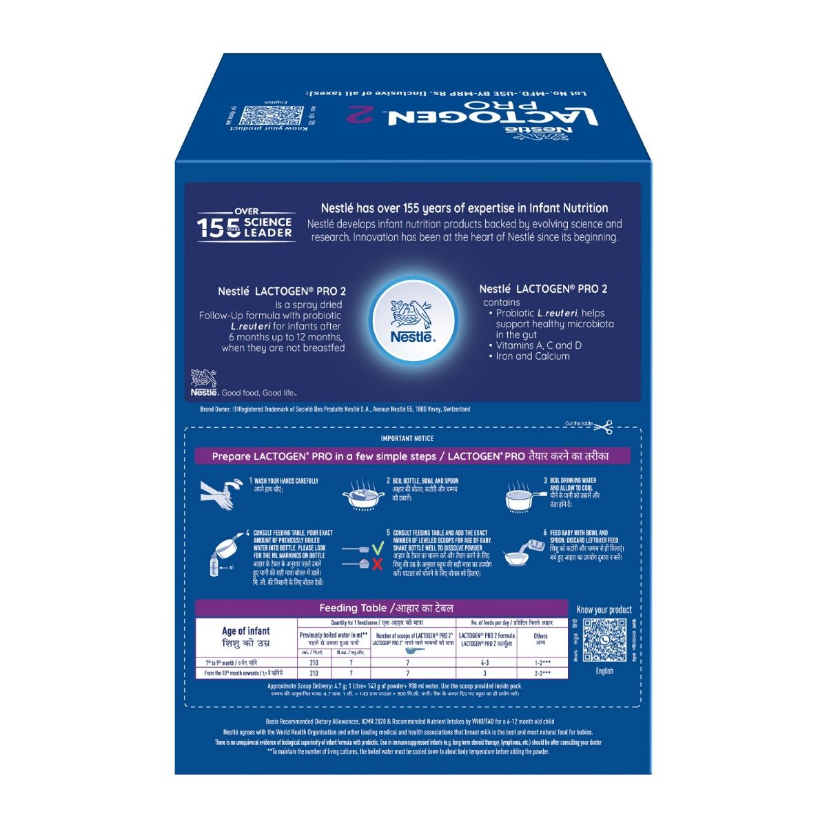 Nestle Lactogen Pro 2 Powder, Follow-Up Formula with Probiotic, Infant, After 6 Months Up to 12 Months, Bag-in-Box Pack, 1.2kg (3x400gm), Pack of 1 Nestle Lactogen Pro 2 Powder, Follow-Up Formula with Probiotic, Infant, After 6 Months Up to 12 Months, Bag-in-Box Pack, 1.2kg (3x400gm), Pack of 1