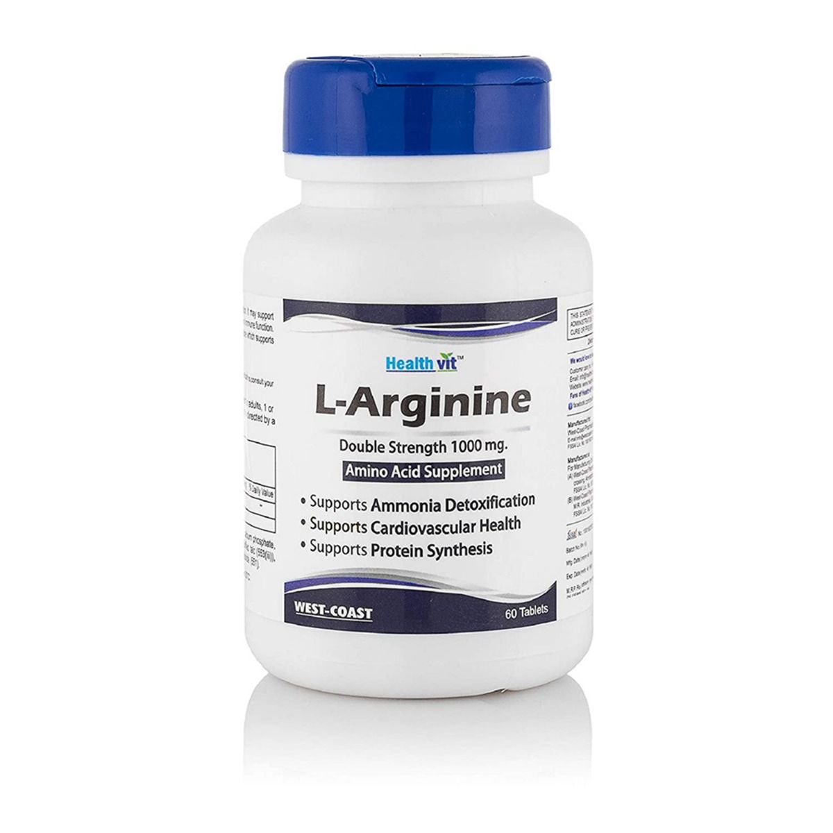 Healthvit LArginine 1000 mg Amino Acid Supplement, 60 Tablets Price, Uses, Side Effects