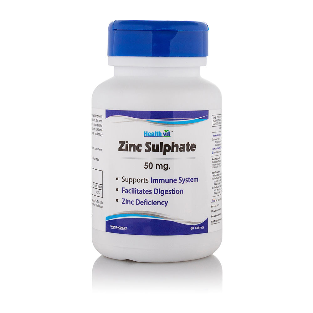 Healthvit Zinc Sulphate 50 mg, 60 Tablets, Pack of 1 