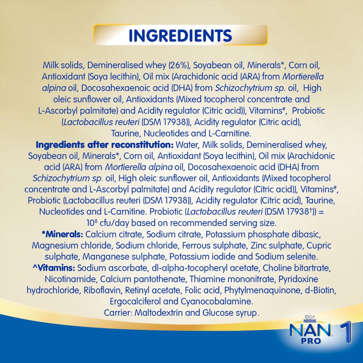 Nestle Nan Pro Infant Formula Stage 1 Upto 6 Months Powder 400 Gm 
