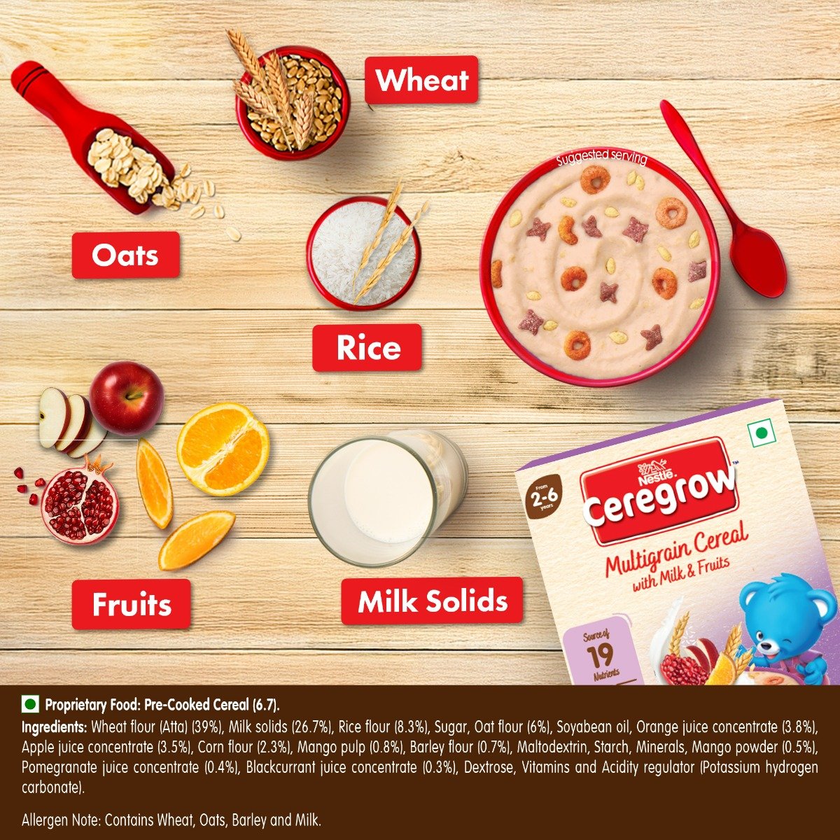 Nestle Ceregrow Multigrain Cereal with Milk & Fruits Powder, 300 gm Refill Pack, Pack of 1 Nestle Ceregrow Multigrain Cereal with Milk & Fruits Powder, 300 gm Refill Pack, Pack of 1