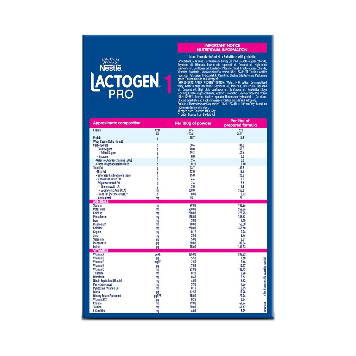 Nestle Lactogen Pro 1 Powder, 1.2kg Pack, 0-6 Months, Infant Formula With Probiotic And Prebiotics, Pack of 1 Nestle Lactogen Pro 1 Powder, 1.2kg Pack, 0-6 Months, Infant Formula With Probiotic And Prebiotics, Pack of 1