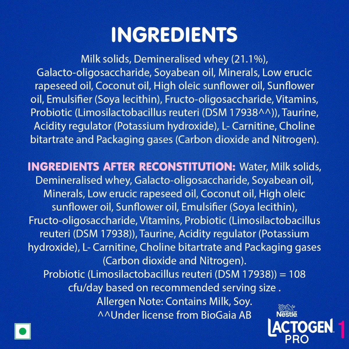 Nestle Lactogen Pro 1 Powder, 1.2kg Pack, 0-6 Months, Infant Formula With Probiotic And Prebiotics, Pack of 1 Nestle Lactogen Pro 1 Powder, 1.2kg Pack, 0-6 Months, Infant Formula With Probiotic And Prebiotics, Pack of 1